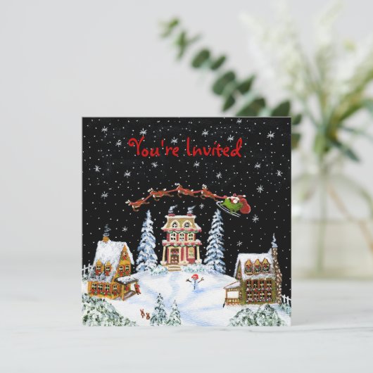 Kerst, feest, uitnodiging, Kerstman, Claus, sneeuw Kaart (Staand voorkant)