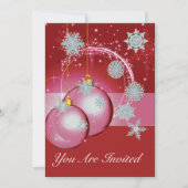 Kerst Feest Uitnodiging Rood, ornament sneeuwvlok (Voorkant)