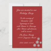Kerst Feest Uitnodiging Rood, ornament sneeuwvlok (Achterkant)