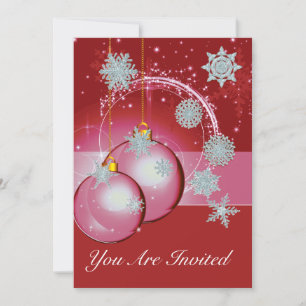 Kerst Feest Uitnodiging Rood, ornament sneeuwvlok