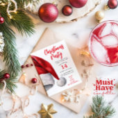 Kerst Feest Uitnodiging Waterverf Santa Hat