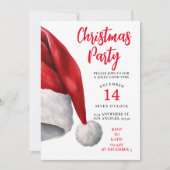 Kerst Feest Uitnodiging Waterverf Santa Hat (Voorkant)