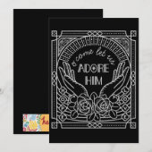 Kerst feestdag aanbidden hem zilver kaart (Voorkant / Achterkant)