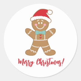 Kerst-feestdag — Gingerbrood Man Ronde Sticker