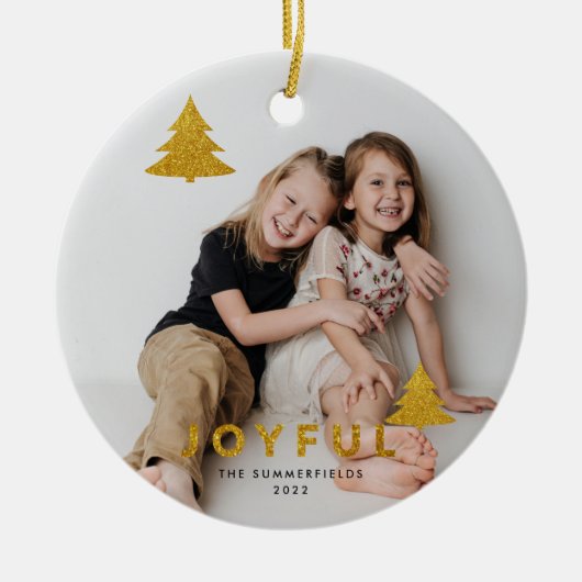 Kerst Feestdagen 2 Foto Familie Keepsake Keramisch Ornament (Voorkant)