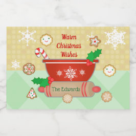 Kerst Feestdagen bakken aangepaste voedsellabel Voedselcontainer Etiket