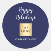Kerst feestdagen blauw business logo ronde sticker (Voorkant)