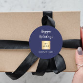 Kerst feestdagen blauw business logo ronde sticker