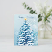 Kerst Feestdagen Briefkaart. Snowy tree (Staand voorkant)