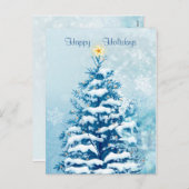 Kerst Feestdagen Briefkaart. Snowy tree (Voorkant / Achterkant)