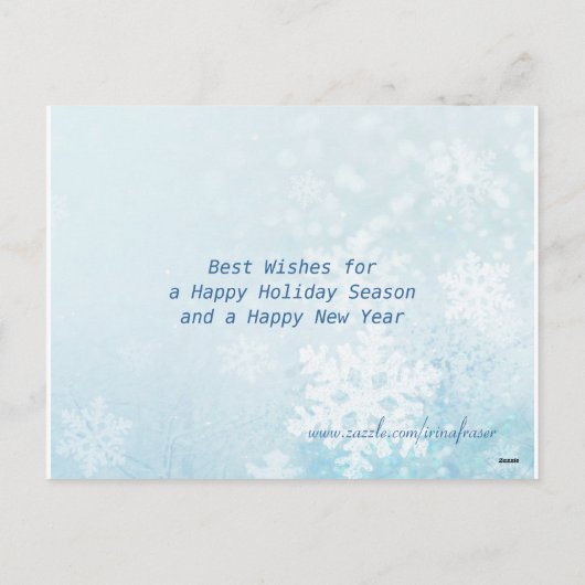 Kerst Feestdagen Briefkaart. Snowy tree (Achterkant)