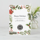 Kerst Feestdagen Business Logo en 2026 Kalender Feestdagenkaart (Staand voorkant)