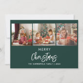 Kerst Feestdagen Familie 3 Foto's Script Feestdagenkaart (Voorkant)