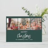 Kerst Feestdagen Familie 3 Foto's Script Feestdagenkaart (Staand voorkant)