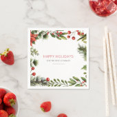 Kerst Feestdagen Familie Bessen Greenery Paper Servet (Insitu)