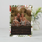 Kerst Feestdagen Familie Foto Groeten Goud (Staand Voorkant)