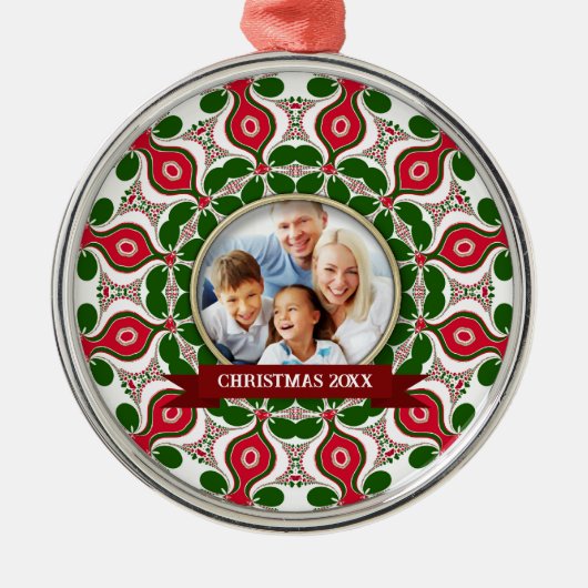 Kerst Feestdagen Familie Keepsake Metalen Ornament (Voorkant)