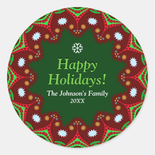 Kerst Feestdagen Familie Keepsake Party Bord Ronde Sticker (Voorkant)