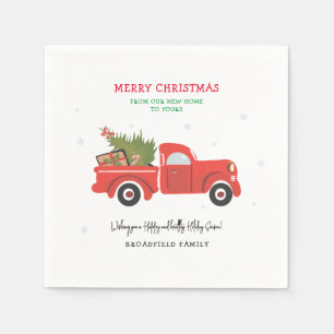 Kerst Feestdagen Familienaam Red Truck Paper Servet