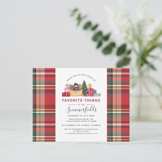 Kerst Feestdagen Feestelijke Favoriete Dingen Part Uitnodiging Briefkaart (Staand voorkant)