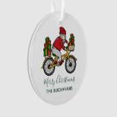 Kerst Feestdagen Fietsen Santa Custom Ornament (voorkant)