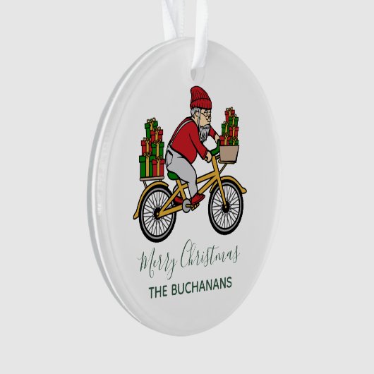 Kerst Feestdagen Fietsen Santa Custom Ornament (voorkant)