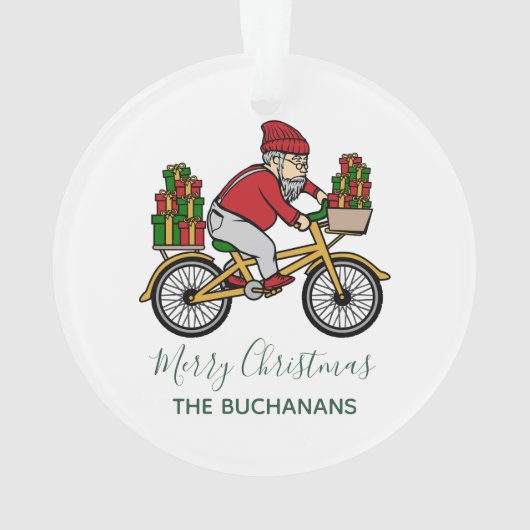 Kerst Feestdagen Fietsen Santa Custom Ornament (achterkant)
