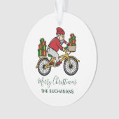 Kerst Feestdagen Fietsen Santa Custom Ornament (voorkant)