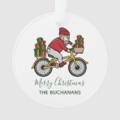 Kerst Feestdagen Fietsen Santa Custom Ornament (voorkant)