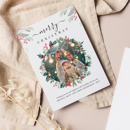 Kerst Feestdagen Foto Mistletoe Botanical Notitiekaartje