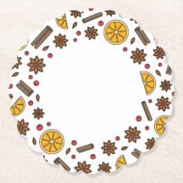 Kerst feestdagen gluhwein specerijen doodles kartonnen onderzetters