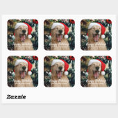 Kerst Feestdagen Golden Retriever Aangepaste naam Vierkante Sticker (Vel)