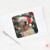 Kerst Feestdagen Golden Retriever Aangepaste naam Vierkante Sticker (Envelop)