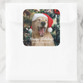 Kerst Feestdagen Golden Retriever Aangepaste naam Vierkante Sticker (Tas)