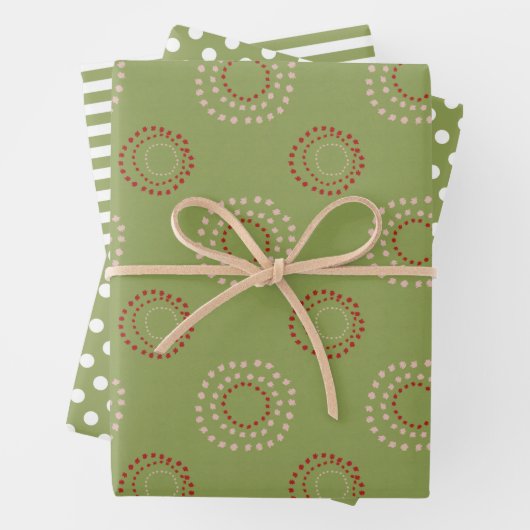 Kerst Feestdagen Groen Wit Vrolijk en helder Inpakpapier Vel (In situ)