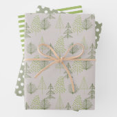 Kerst Feestdagen Groene Matte Pine Trees Inpakpapier Vel (In situ)