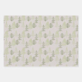 Kerst Feestdagen Groene Matte Pine Trees Inpakpapier Vel (Voorkant)