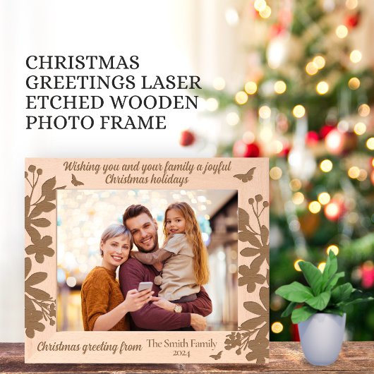 Kerst Feestdagen Groet Laser geëtst Afbeelding Gegraveerde Lijstjes