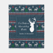 Kerst Feestdagen Knit Look Pattern Gepersonaliseer Fleece Deken (Voorkant)