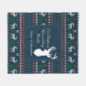 Kerst Feestdagen Knit Look Pattern Gepersonaliseer Fleece Deken (Voorkant (Horizontaal))