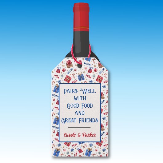 Kerst Feestdagen Label voor Gifting Drankfles Cadeaulabel