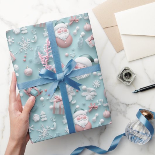 Kerst Feestdagen Modern blauw Cadeaupapier (Geschenken)