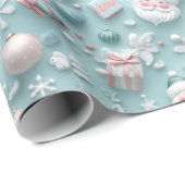 Kerst Feestdagen Modern blauw Cadeaupapier (Rol Hoek)