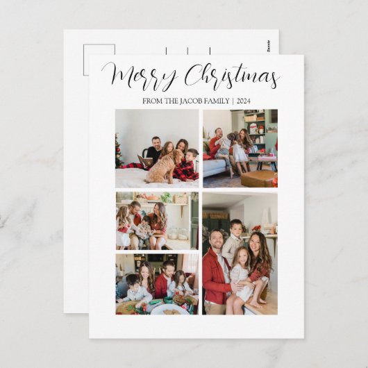 Kerst feestdagen Moderne Typografie Vier-Foto (Voorkant / Achterkant)
