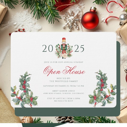 Kerst Feestdagen Notenkraker Red Berries Party Kaart