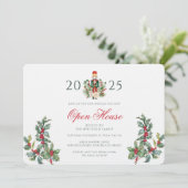 Kerst Feestdagen Notenkraker Red Berries Party Kaart (Staand voorkant)