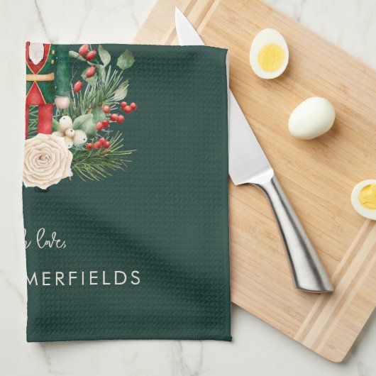 Kerst Feestdagen Notenkraker Script Familie Aangep Theedoek (Quarter Fold)