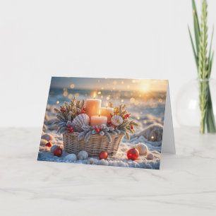 Kerst Feestdagen Peace Beach Basket of Shells Kaart