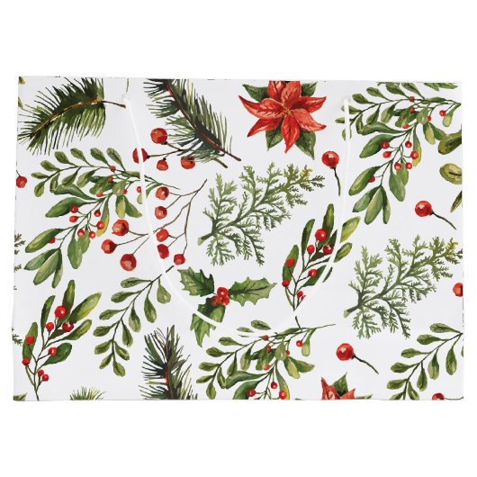 Kerst Feestdagen Pine Red Berries Botanisch Groot Cadeauzakje (Achterkant)