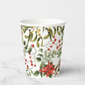 Kerst Feestdagen Pine Red Berries Botanisch Papieren Bekers (Rechts)